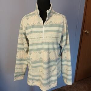 Eddie Bauer Fleece Pullover Sweatshirt Women's Large Cream Long Sleeve Mock Neck